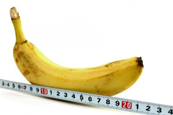 バナナの例での陰茎の測定